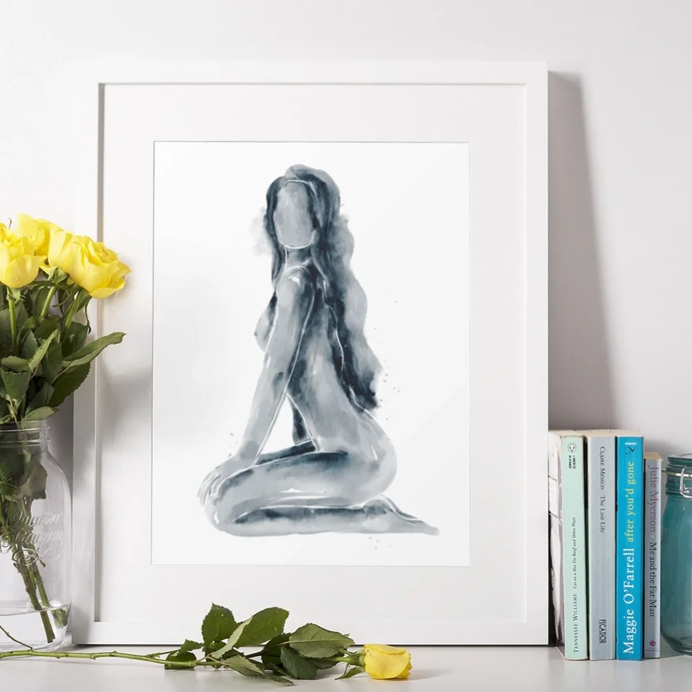 Watercolor Abstract Nude Woman Portrait Print Poster Unframed - Picture 7 of 14
